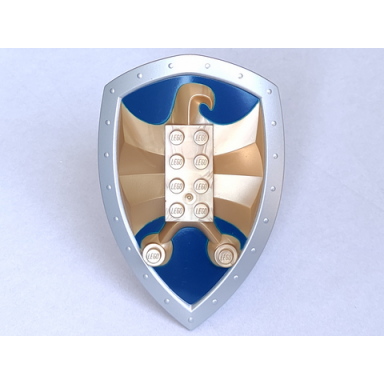 flat dark gold large figure shield 2 x 4 brick relief jayko hawk with dark blue and silver pattern