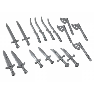 flat silver minifigure weapon pack the lord of the rings 16 in bag multipack