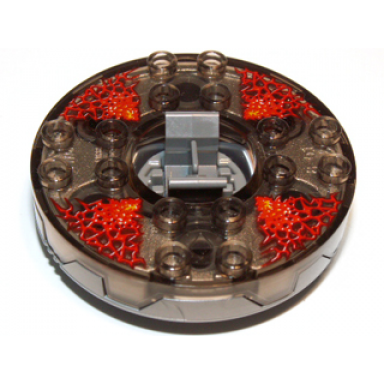 flat silver turntable 6 x 6 x 1 1 3 round base serrated with trans-brown top with red energy pattern ninjago spinner