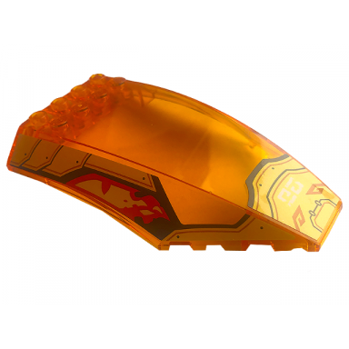 trans-orange windscreen 10 x 6 x 2 curved with red flames gold armor black border and white symbols pattern stickers - set 71773