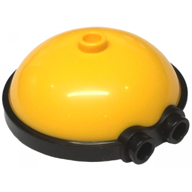 bright light orange minifigure head modified minion extra wide with molded black goggles pattern