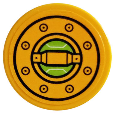 bright light orange tile round 2 x 2 with bottom stud holder with filler cap pattern sticker - set 76059