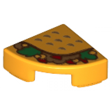 bright light orange tile round 1 x 1 quarter with taco pattern