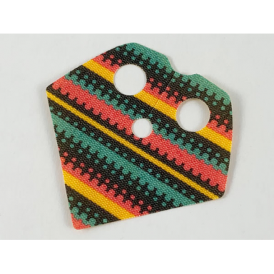 bright light orange minifigure poncho half cloth with black coral and dark turquoise pattern