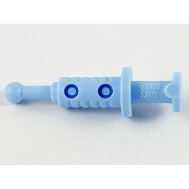 bright light blue minifigure utensil syringe with 2 hollows