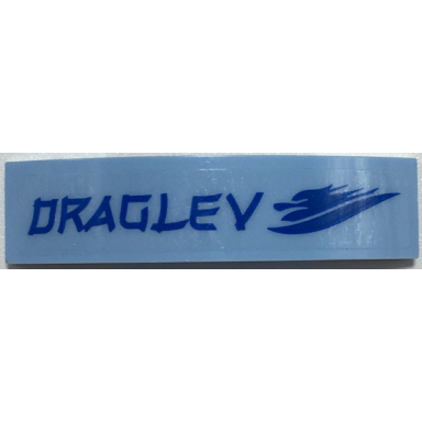 bright light blue slope curved 4 x 1 x 2 3 double with blue draglev and symbol pattern sticker - set 70657