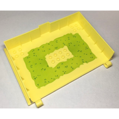 bright light yellow container book cover half 16 x 12 x 2 2 3 storybook adventures with lime background with green grass blades pattern