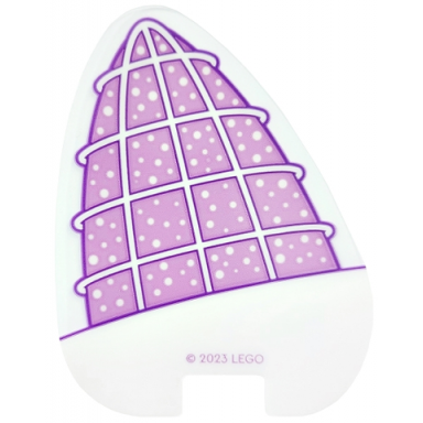 plastic part for set 10788 - medium lavender cat ear with dark purple outline white base mesh and dots pattern