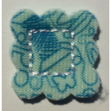 cloth sewing square scalloped edges stiched square in center stars and butterflies pattern