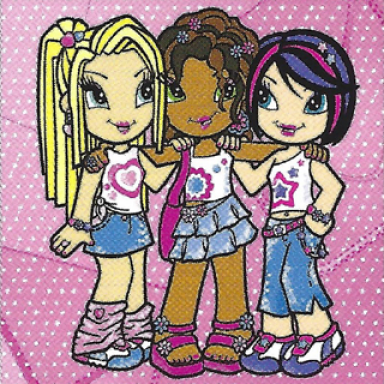 clikits frame insert paper 4 x 4 with heart daisy and star characters on pink background pattern