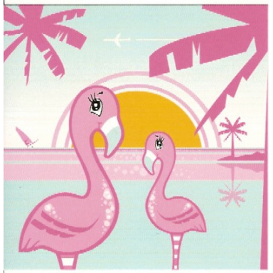 clikits frame insert paper 10 x 10 with flamingos on tropical sunrise sunset background pattern