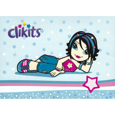 clikits paper 18 x 12 with star character and clikits logo on starry background pattern