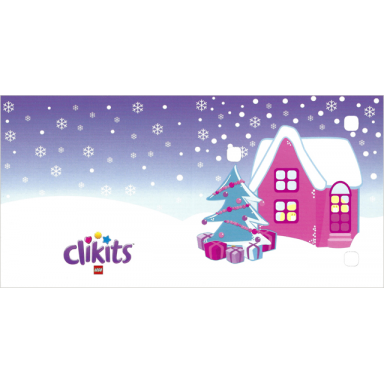 clikits paper card with 3 holes with christmas tree presents house snowflakes and logo pattern