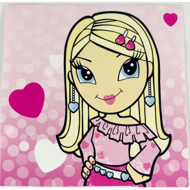 clikits frame insert paper 10 x 10 thin with heart character on pink gradient background pattern