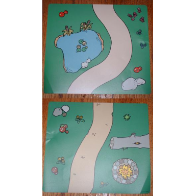 plastic part for sets 3615 and 9131 - playmat with path and pond path and firepit pattern