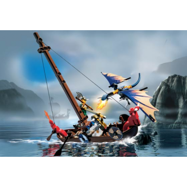 viking boat against the wyvern dragon