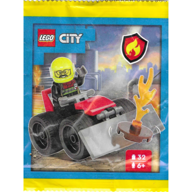 firefighter with buggy paper bag